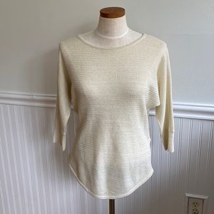 5 for $20! Ivory with Gold Fleck 3/4 Sleeve Sweater